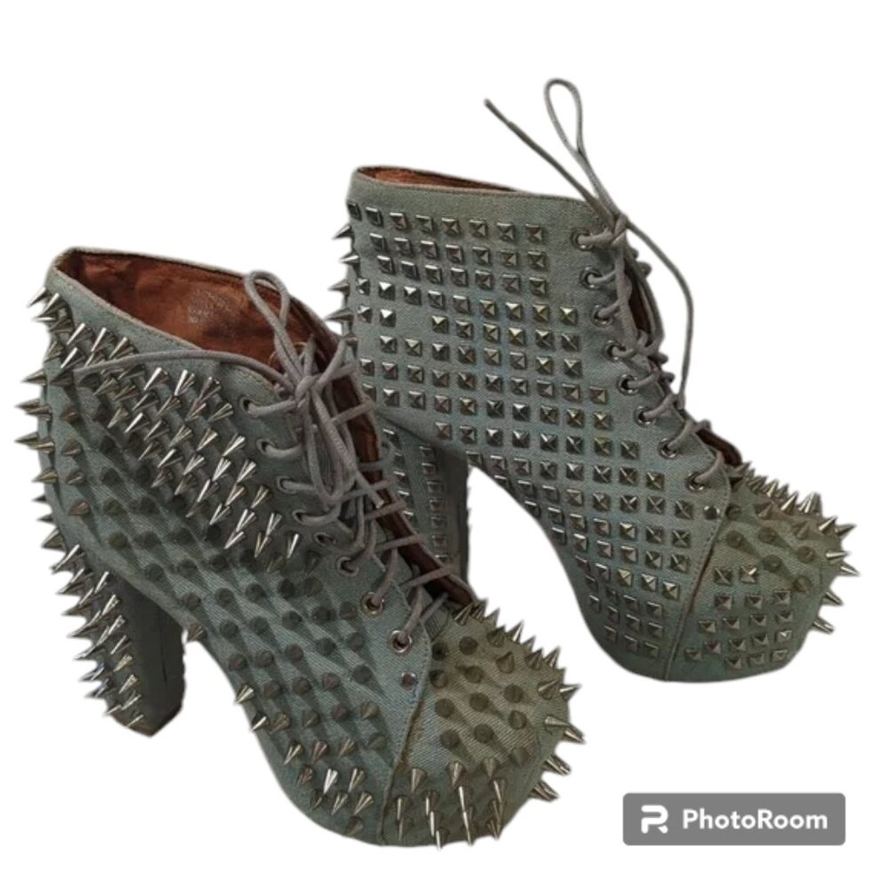 Jeffrey Campbell denim Lita spike shoes size 7.5M